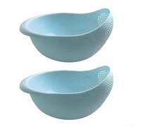 Rice Washing Basket with Fine Mesh Drain and Deep Basin for Safe Thorough Rinsing of Rice and Small Ingredients in Home Cooking Scenarios (Blue)