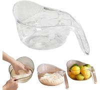 Rice Washing Bowl Strainer with Handle, Multi-Functional Rice Rinser & Colander, Anti-Spill Design for Home Cooking Prep