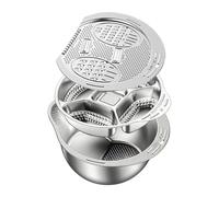 Rice Washing Bowl with Strainer - Inclined Bowl - With Side Drainer and Garlic Grater | for Kitchen Home Restaurant Preparation Garlic Onion Ginger