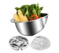 Rice Washing Strainer and Drainer Set of Chopper Plates in Ydable Steel with Side Drainer and Garlic Grater for Kitchen and Home: Ginger, Green Onion, Vegetables, Fruits