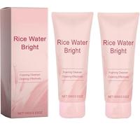Rice Water Bright Facial Foaming Cleanser,Deeply Cleansing, Moisturizing, Gentle Exfoliating Face Wash for Oily Skin,Improve Redness,Pore Purifying, Brightening
