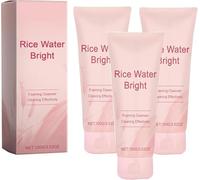 Rice Water Bright Facial Foaming Cleanser,Deeply Cleansing, Moisturizing, Gentle Exfoliating Face Wash for Oily Skin,Improve Redness,Pore Purifying, Brightening
