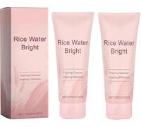 Rice Water Bright Facial Foaming Cleanser, Gentle Face Wash for Hydrating & Moisturizing,Deeply Cleansing,for Glowing Skin, Pores Purifying, Improve Redness