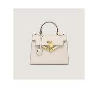 (Rice white, Large size 25cm+scarf+pony) Mini Second-Generation Kelly Handbag Kelly Palm Print Women's Handbag With A Luxurious Feel Women's Bag Single Shoulder Bag Platinum Bag