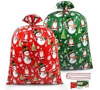 RICEDUO 2 Jumbo Christmas Sacks Extra Large 56x36 Inches - Large Xmas Big Gift Bags with Tag & Tie, Oversized Holiday Bags Santa Bag for Giant Presents, Parties, Xmas Decorations