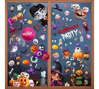 RICEDUO Stereoscopic Effect Halloween Window Clings for Kids, Cute Window Stickers Decals for Holiday Party Activity Decorations, Double Sided Halloween Decals for Kids School Home Office Party