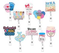 Riceshoot 10 Pcs Funny Labor and Delivery Nurse Badge Reels Cute Glitter Nicu Obstetrics Retractable Badge Reel Holder with Alligator Clip Gift for Rn Teacher Doctor(Fresh)