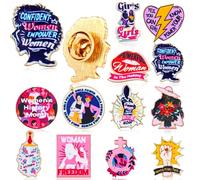 Riceshoot 12 Pcs Women's History Month Enamel Pins Feminist Badge Women Empowerment Brooch Lapel Purple Pink Inspirational Button Pins for Clothe Bag Accessory Party Favors Supplies, 1 Inch
