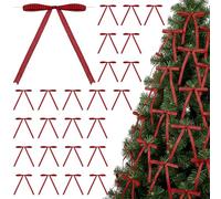 Riceshoot 24 Pcs Gingham Ribbon Bows 5x7 Inch Buffalo Plaid Twist Tie Check Pre Tied Ribbon Gift Bows for Cake Wrapping Treat Bags Wedding Baby Shower(Red and Black Check,0.4inches)