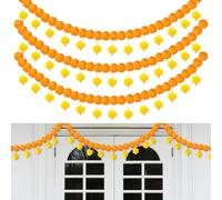 Riceshoot 3 Pcs Diwali Marigold Garland Decoration 4.6 Feet Long Strands Artificial Marigold Flowers Heads for Diwali Indian Wedding Day of The Dead Altar Halloween Party Hanging Decor (Orange)