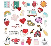 Riceshoot 30 Pcs Multicolour Nurse Pins, Cute Medical Stethoscope Brooch Pins, Gifts, Enamel Lapel Brooches, CRNA Medical Assistant Nurse Day