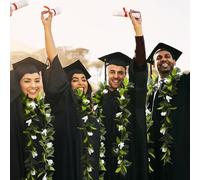 Riceshoot 4 Pcs Hawaiian Maile Lei 6.56 ft Green Garland White Tuberose Leaf Flower Necklace Gift for Wedding Hawaiian School Ceremony Luau Aloha Tropical Summer Party Supplies