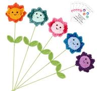 Riceshoot 5 Sets Appreciation Gifts Positive Crochet Animals Axolotl Multi Color Handmade Emotional Inspirational Support Plush Bulk Axolotl Flowers with Cards for Women Men Teens Birthday Gifts