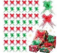 Riceshoot 60 Pcs Large Pull Bows Ribbon Gift 6 Inch Pastel Gift Wrapping Bows for Christmas Winter Valentine's Day Presents Wedding Birthday Party Basket Holiday Decor(Creative, Green, Red)