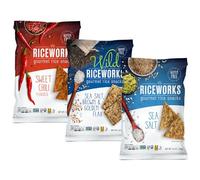 Riceworks Gourmet Rice Snacks Variety Pack - Sea Salt, Sweet Chili, & Wild Sea Salt with Flax, Gluten-Free, Crunchy Snack