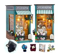 RICFURPET DIY Book Nook Kit with Music Box, Wooden 3D Puzzle Dollhouse with LED, Miniature House Kit Bookends for Adult and Teen, Bookshelf Decor, Creative Gift for Friends and Family. Soul Bookstore