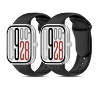 RicGloe 2 Pieces Silicone Sports Straps for Redmi Watch 4/5 and Xiaomi Mi Band 9 Pro/8 Pro Replacement Strap, Breathable and Lightweight, Universal Unisex, Black/White, Classic