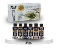 Rich Acrylic Metallic Paint Set, 6 x 60 ml, Metallic Paint, Acrylic Paints on Water-Based, Acrylic Paint for Wood, Canvas, Clay, Stones & Plaster - Acrylic Paint for Model Making and Crafts, for