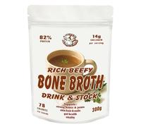 Rich Beefy Bone Broth Powder, 16.5g Protein per Serving, 14g Collagen, Instant Super Tasty Savoury Drink & Stock, 100% Natural Protein & Collagen Bone Broth from Sweden, 15 Servings, 300g