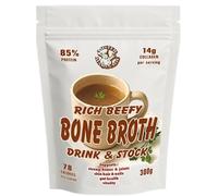 Rich Beefy Bone Broth Powder, 17g Protein per Serving, 14g Collagen, Bone Broth Nutrition that Doesn't Cost The Earth, Instant Super Tasty Savoury Drink & Stock, 100% Natural, 15 Servings, 300g