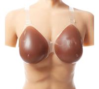 Rich Brown Silicone Prosthesis for Crossdresser & Transgender - Water Drop Shaped Fake Breasts, Comfortable & Realistic Chest Prosthesis for Cosplay, Natural-Looking Enhancement-Rich Brown Tone (6XL)