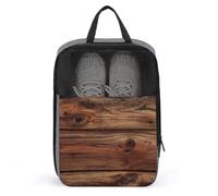 Rich Brown Wooden Planks Texture Shoe Bag for Travel Daily Use Anti-dust Storage Carrier Golf Shoe Pouch
