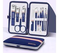 Rich Bunny Professional Nail Clippers Set, 11PCS Stainless Steel Manicure Set with Compact Travel Case - Nail Care Tools for Men & Women, Pedicure & Grooming Nail Kit for Home or Travel (Royal Blue)