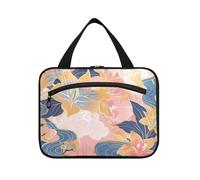 Rich Chinese Watercolor Flowers Hanging Travel Toiletry Bag Hanging with Hook, Designer Fashion Cosmetic Bags for Travel Essentials Vacation Porta cosmeticos Mujer para cartera L