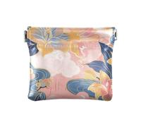 Rich Chinese Watercolor Flowers Women's Small Leather Change Purse Unique Makeup Period Bag for Girls Ladies Handbag