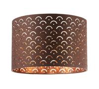 Rich Chocolate Brown Cotton Fabric Lamp Shade with Laser Cut Geometric Arch Pattern | Reflective Metallic Copper Interior and Metal Frame by Happy Homewares