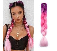 Rich Choices Braiding Hair Extensions Ombre 4 Tones Jumbo Braids Hair Extensions for Braiding Coloured Hair for Twist 24”, 1 Bundles - Purple to Peach Pink to Pink