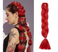 Rich Choices Braiding Hair Extensions Ombre 4 Tones Jumbo Braids Hair Extensions for Braiding Coloured Hair for Twist 24”, 1 Bundles - Red