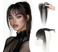 Rich Choices Clip In Fringe 360°3D Cover Clip in Air Bangs 100% Real Human Hair Toppers for Thinning Hair Women Daily Wear #1 Natural Black