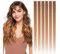 Rich Choices Clip in Hair Extensions 12 Inch 6Pcs Real Human Hair Extensions Clip in Highlight Straight Remy Seamless Thin Weft, 33g #30 Light Auburn