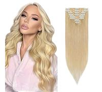 Rich Choices Clip in Hair Extensions Human Hair Blonde 18 Inch Remy Hair Extensions Clip in, 8PCS 70g Thin Weft