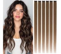 Rich Choices Clip in Hair Extensions Real Human Hair 14 Inch Straight Remy Human Hair Extensions Clip in Highlight 6Pcs Invisible Weft, #4 Medium Brown 36g