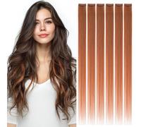 Rich Choices Clip in Hair Extensions Real Human Hair #33 Copper Straight Remy 12 Inch Hair Extensions Clip in Highlight, 6Pcs Weft 33g