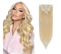 Rich Choices Clip in Hair Extensions Real Human Hair Blonde 22 Inch Remy Hair Extensions Clip in, 8PCS 75g Thin Weft