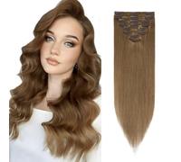 Rich Choices Clip in Hair Extensions Real Human Hair Light Brown 8 Inch Remy Extensions Clip in, 8PCS 45g Invisible Thin Weft