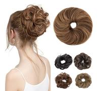 Rich Choices Hair Pieces for Women Messy Bun Real Human Hair Curly Updo Hair Bun Scrunchies Wavy Messy Bun Hair Extensions 23g #4/27 Medium Brown mix Dark Blonde