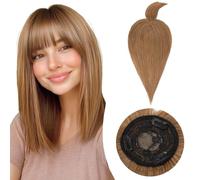 Rich Choices Hair Toppers with Fringe for Thinning Hair Real Human Hair Pieces 12 Inch Light Brown Clip in Hair Toppers for Women Long Straight Hairpieces Seamless Clip in Hair Extensions