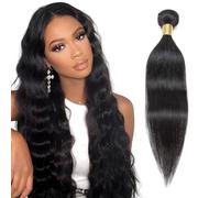 Rich Choices Human Hair Bundles Straight Weft Hair Extensions Real Human Hair 100g Sew in Weave Extensions Remy Human Hair Extensions 20 Inch #1B Natural Black