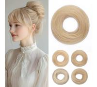 Rich Choices Human Hair Scrunchies Hair Pieces for Women Messy Bun Scrunchie Straight Updo Hair Bun Scrunchies Messy Bun Hair Extensions 17g #24 Natural Blonde