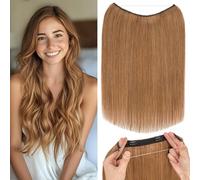 Rich Choices Invisible Wire Hair Extensions Human Hair One Piece Hair Extensions Remy Human Hair Halo Extensions, 16 Inch #6 Light Brown
