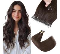 Rich Choices Nano Beads Hair Extensions Real Human Hair 50 Strands 35g Invisible Straight Remy Extensions #2 Dark Brown 22 Inch