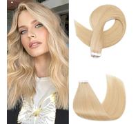 Rich Choices Tape in Hair Extensions #24 Natural Blonde Remy Human Hair 10 pcs Invisible Tape Extensions Seamless Straight Hair 16 Inch 25g