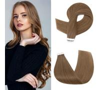 Rich Choices Tape in Hair Extensions Human Hair 25g Invisible Tape Extensions #6 Light Brown Seamless Real Remy Hair Straight Silky Weft 20 Inch 10 pcs