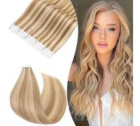 Rich Choices Tape in Hair Extensions Human Hair 50g Invisible Tape Extensions #12/613 Golden Brown mix Bleach Blonde Seamless Real Remy Hair Straight Silky Weft 18 Inch 20 pcs