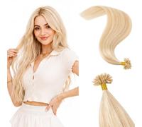 Rich Choices U Tip Hair Extensions Real Human Hair 100% Remy Straight Keratin Pre Bonded Nail Tip Hot Fusion Real Hair Extensions for Women #18/613 Ash Blonde Mix Bleach Blonde 16 Inch 25g/25 Strands