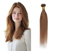 Rich Choices Weft Hair Extensions Real Human Hair Straight Weave Hair Extensions 8 Inch 100g Sew in Weft Human Hair Extensions Real Remy Hair Extensions Human Hair Bundles #6 Light Brown